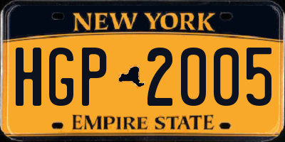 NY license plate HGP2005