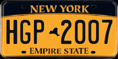 NY license plate HGP2007