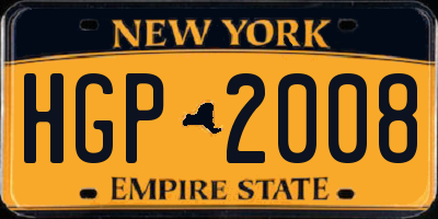 NY license plate HGP2008