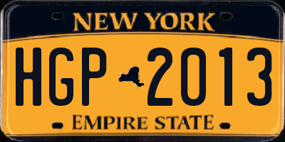 NY license plate HGP2013