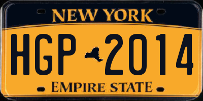 NY license plate HGP2014