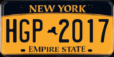 NY license plate HGP2017