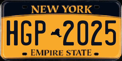 NY license plate HGP2025