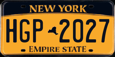 NY license plate HGP2027