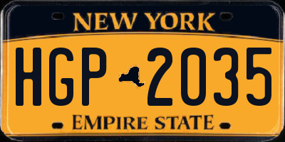 NY license plate HGP2035