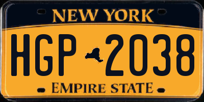 NY license plate HGP2038