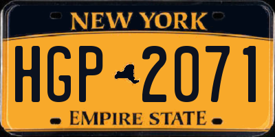 NY license plate HGP2071