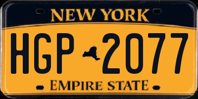 NY license plate HGP2077