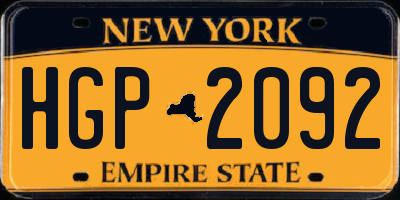 NY license plate HGP2092