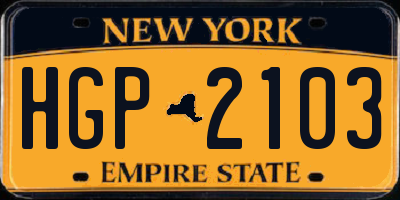 NY license plate HGP2103