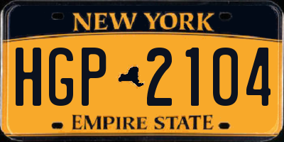 NY license plate HGP2104