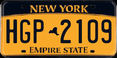 NY license plate HGP2109