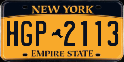 NY license plate HGP2113