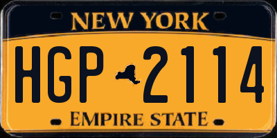 NY license plate HGP2114