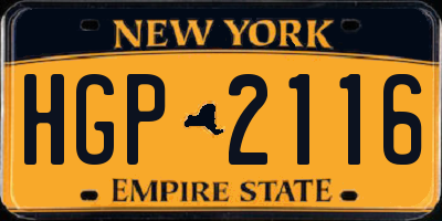 NY license plate HGP2116