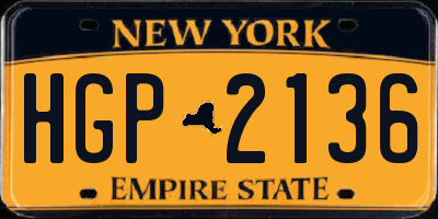 NY license plate HGP2136