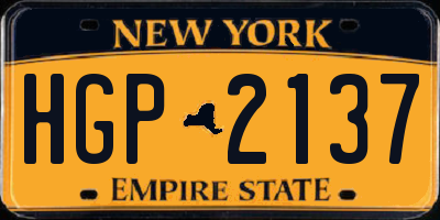 NY license plate HGP2137