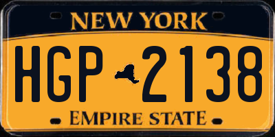 NY license plate HGP2138