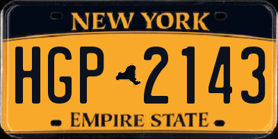 NY license plate HGP2143