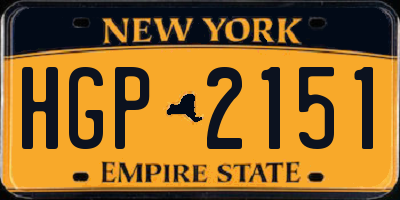 NY license plate HGP2151