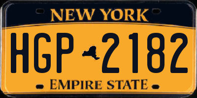 NY license plate HGP2182