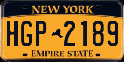 NY license plate HGP2189