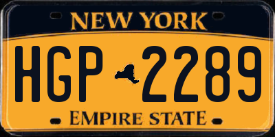 NY license plate HGP2289