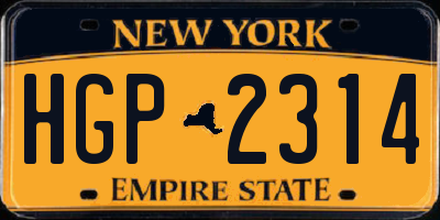 NY license plate HGP2314