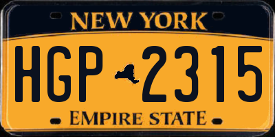 NY license plate HGP2315