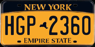 NY license plate HGP2360