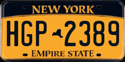 NY license plate HGP2389