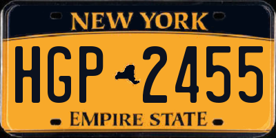 NY license plate HGP2455