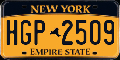 NY license plate HGP2509