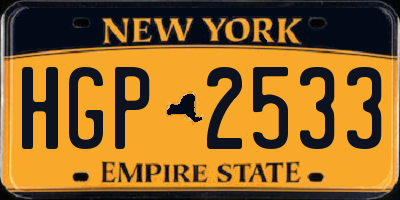 NY license plate HGP2533