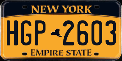 NY license plate HGP2603