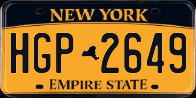 NY license plate HGP2649