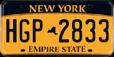 NY license plate HGP2833