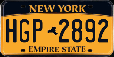 NY license plate HGP2892