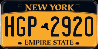 NY license plate HGP2920