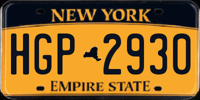 NY license plate HGP2930