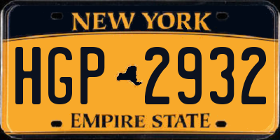 NY license plate HGP2932