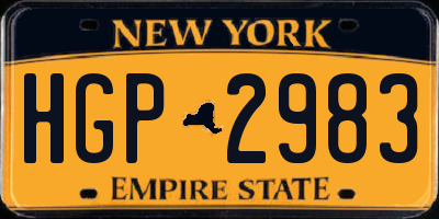 NY license plate HGP2983