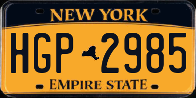 NY license plate HGP2985