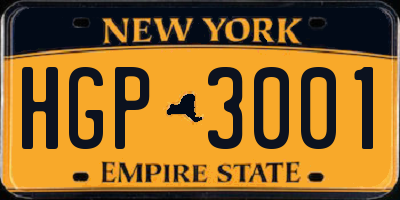 NY license plate HGP3001