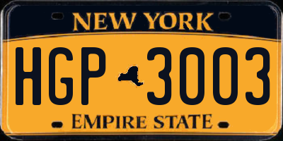 NY license plate HGP3003