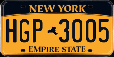 NY license plate HGP3005