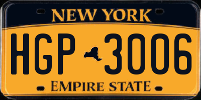 NY license plate HGP3006