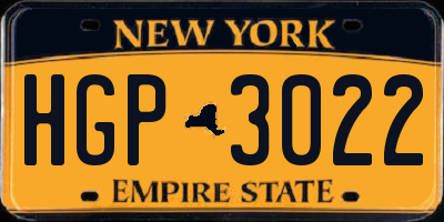 NY license plate HGP3022