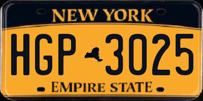 NY license plate HGP3025