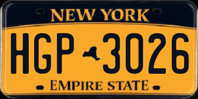 NY license plate HGP3026